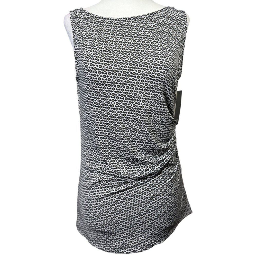 NEW Jones New York Size S Womens Top Sleeveless Geometric Print W/ Side Zipper